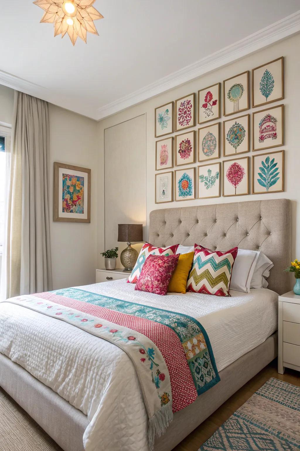 Neutral hues through colorful highlights introduce vibrancy.