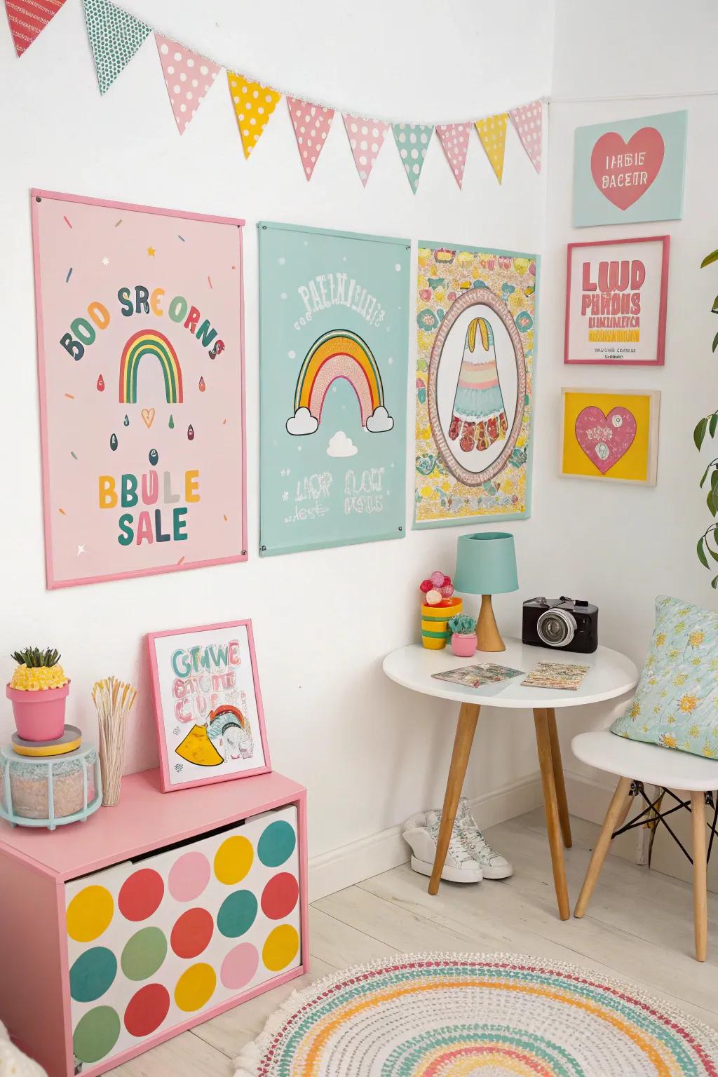 Infuse your area with a fun retro feel using nostalgic posters.