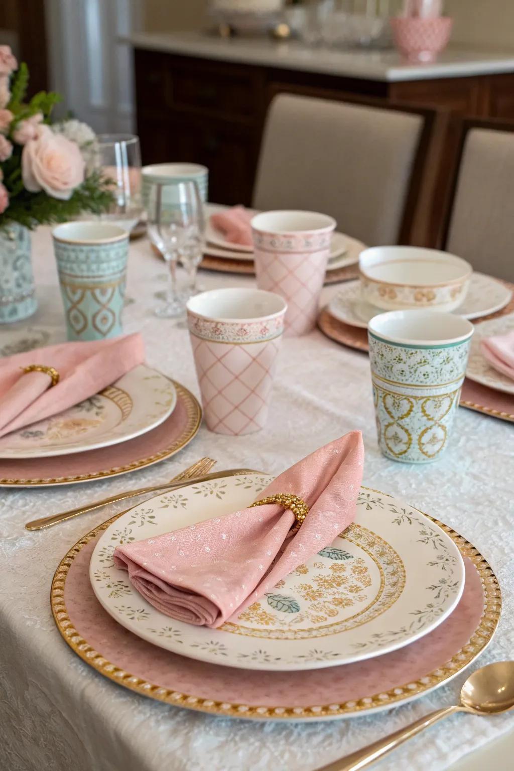 A beautifully synchronized tablescape for an elegant bachelorette celebration.