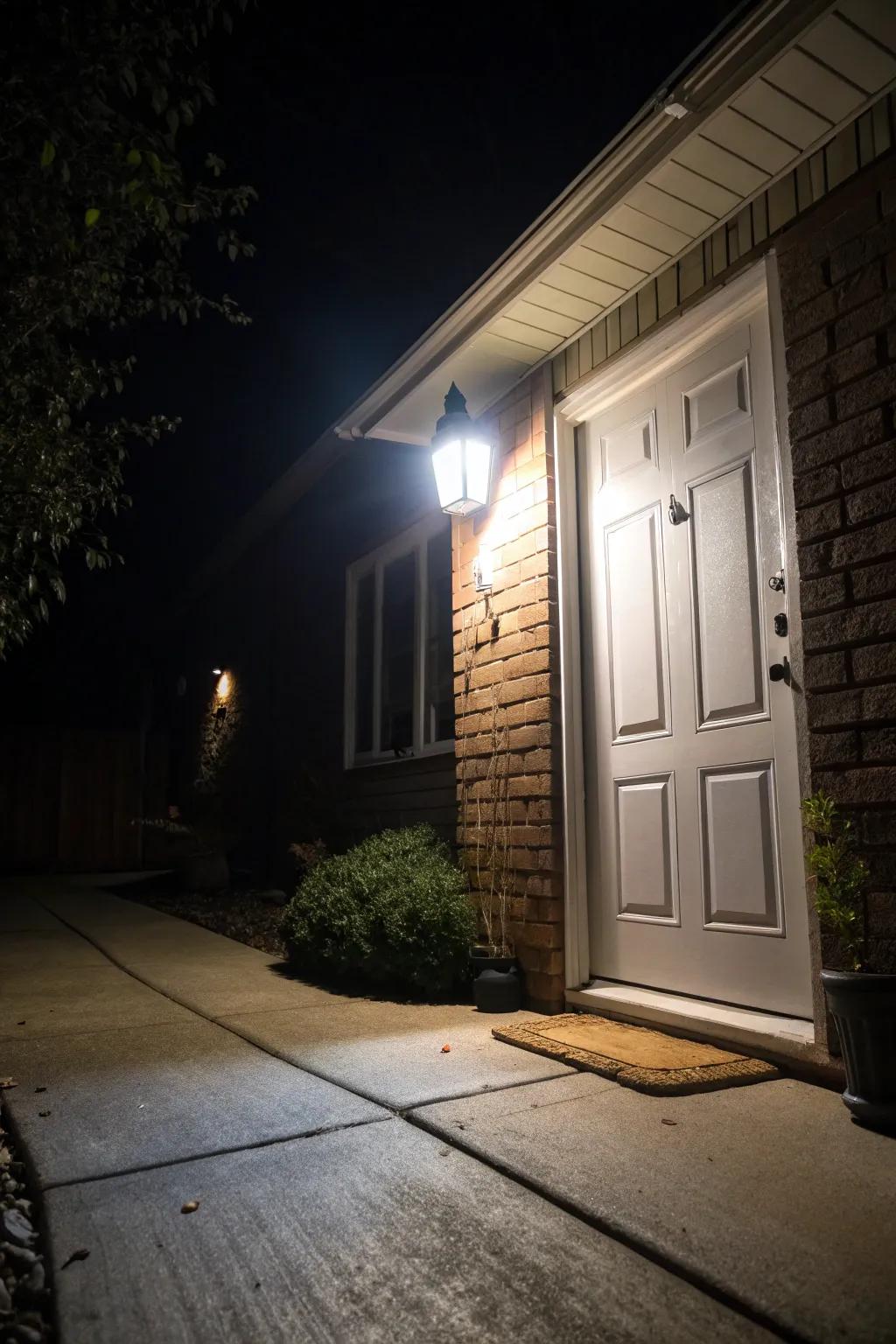 Motion detection lights offer security and ease.