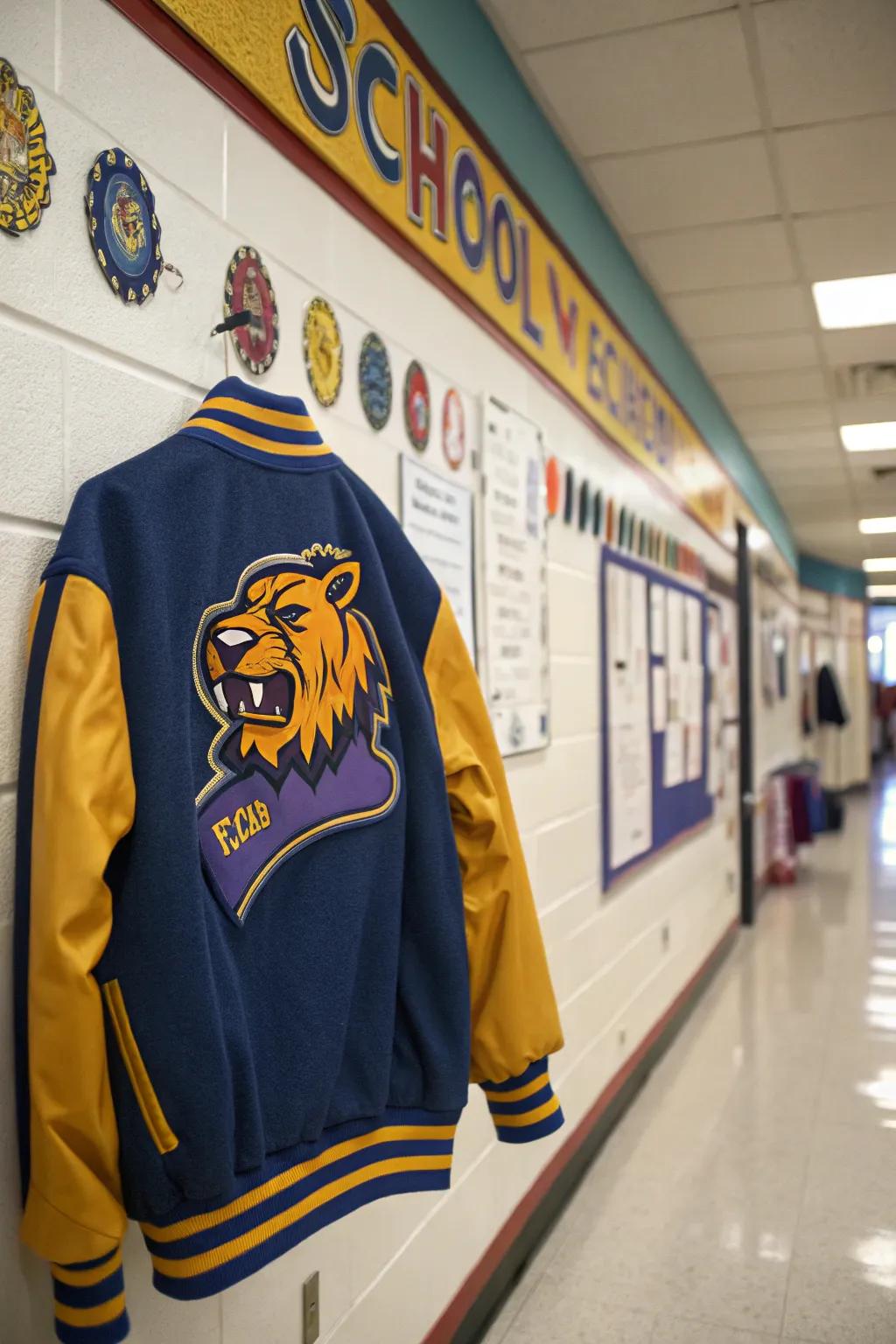 Show your school spirit with a bold mascot emblem on your jacket.
