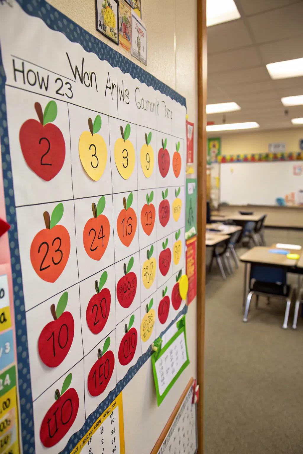 Involve students with a play apple-counting exercise.
