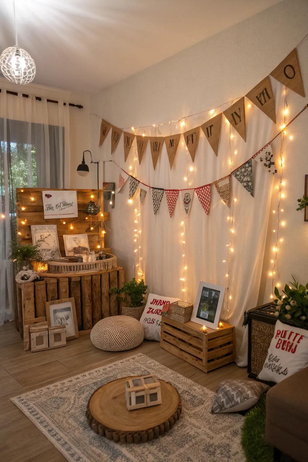 Personalize your party using a thematic backdrop.