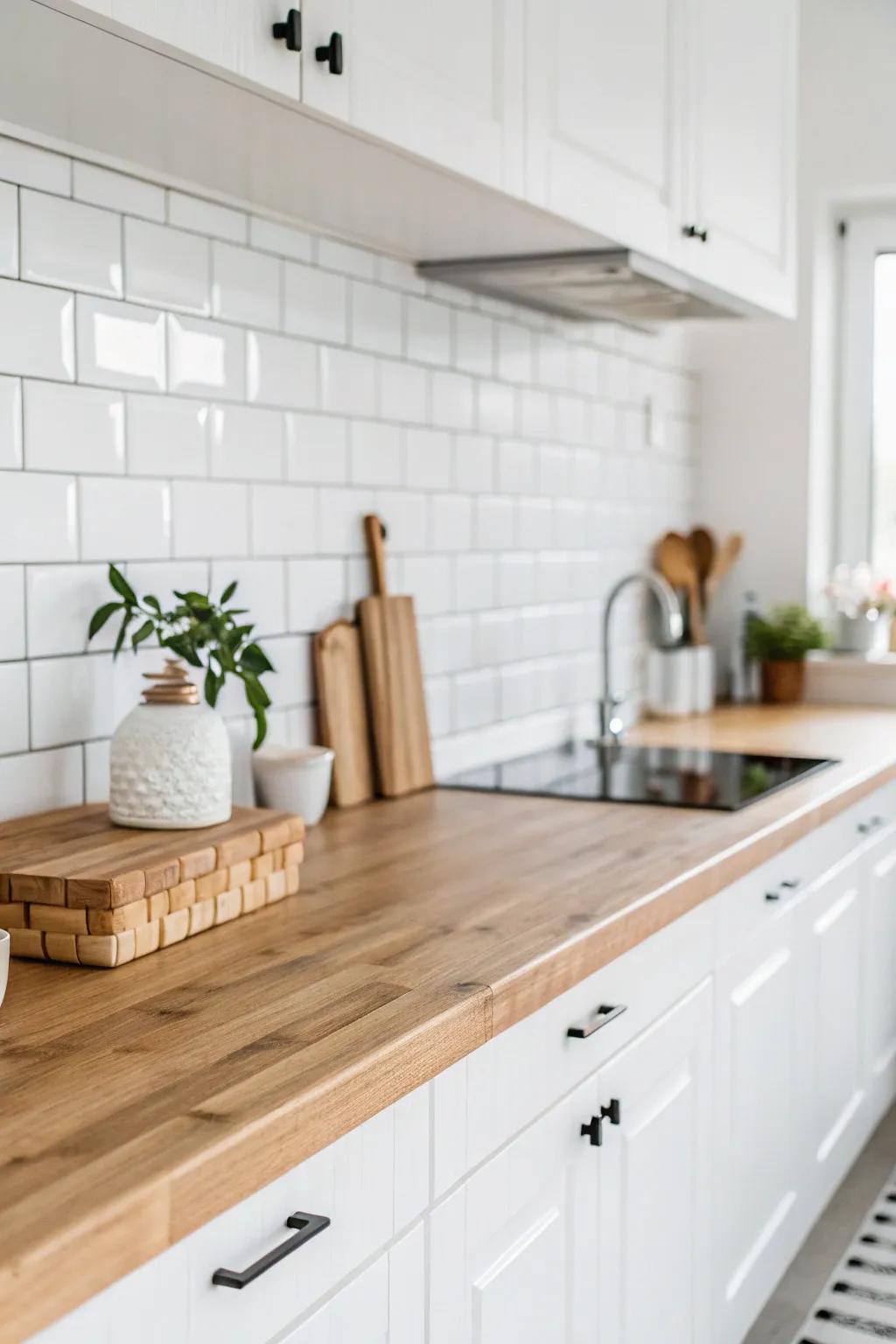 Embrace minimalism with simple white tiles.