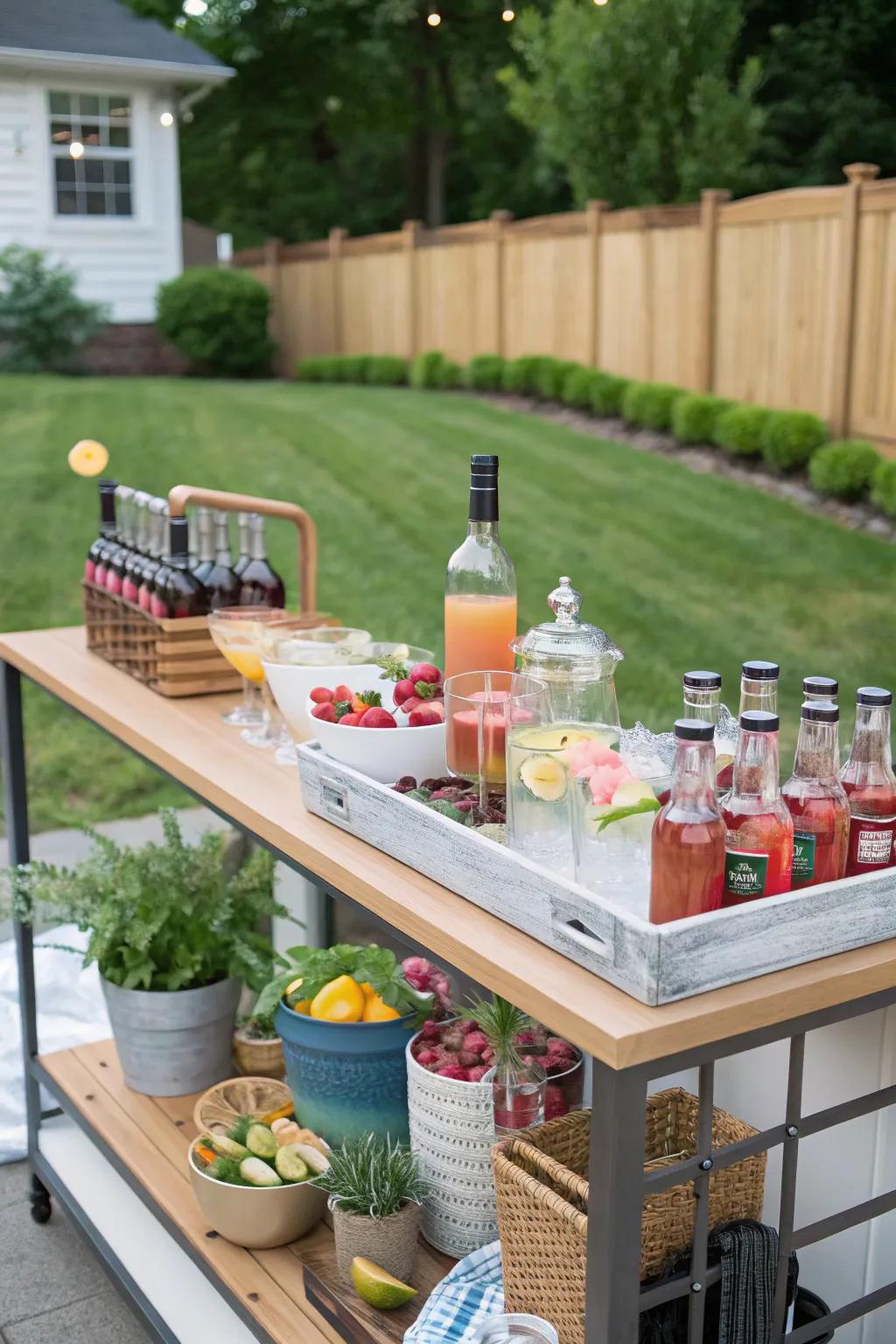 A DIY cocktail station adds an interactive twist to your engagement celebration.