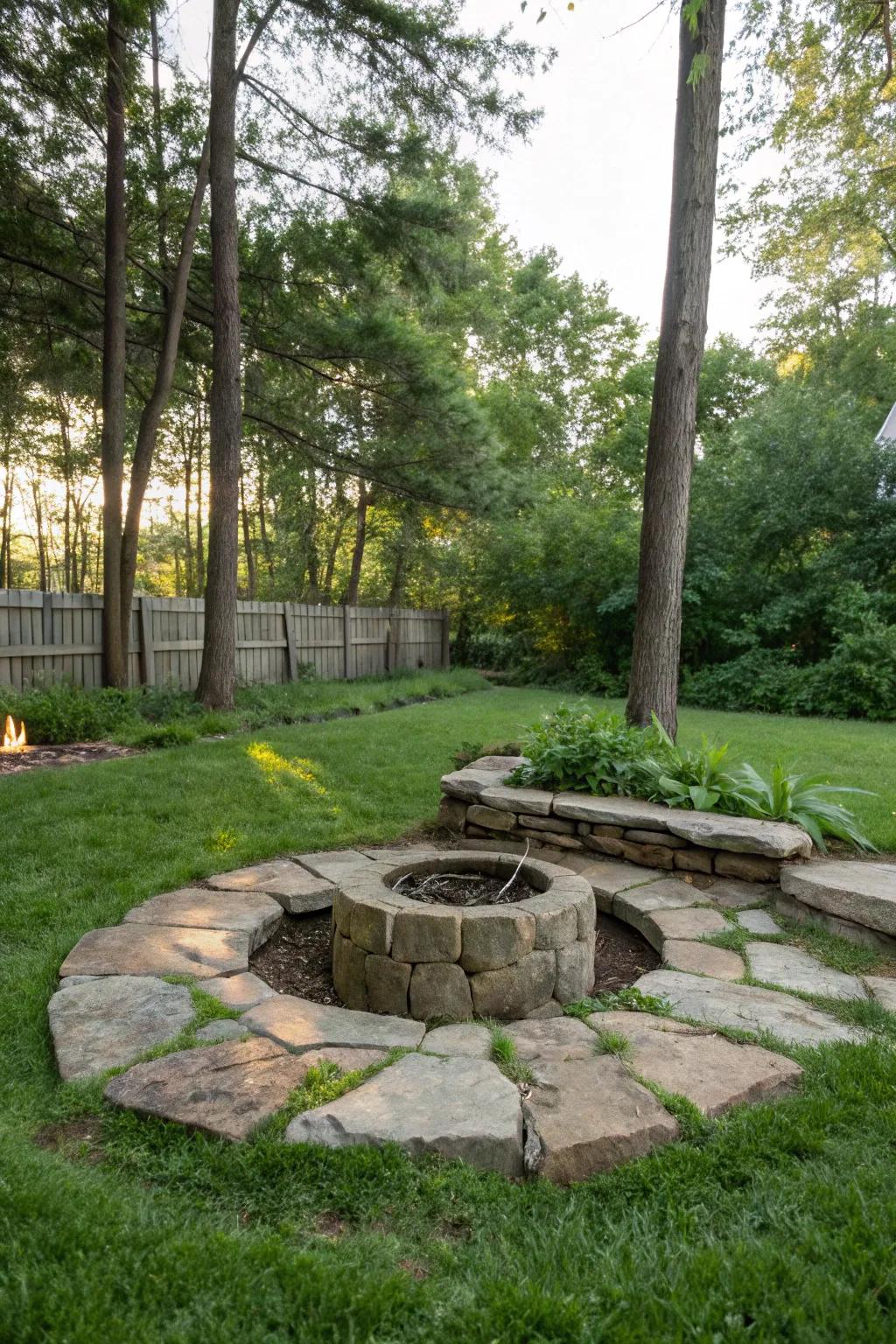 A stone circle fire pit has a timeless and all-natural beauty.
