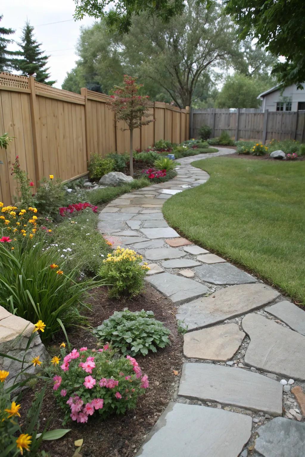 Natural stone walkways offer refinement and allure.