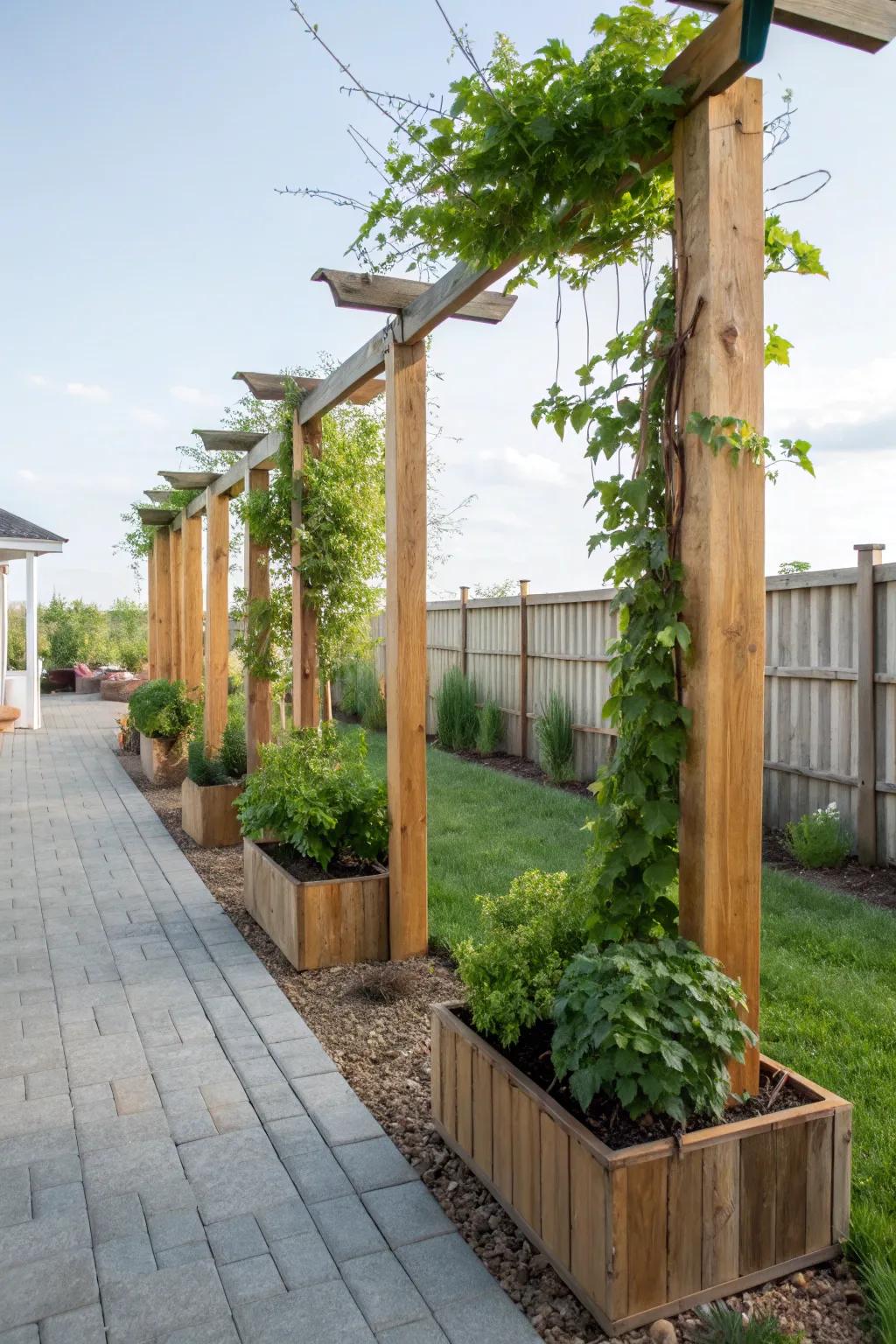 Add a vertical touch of nature with living green beam gardens.