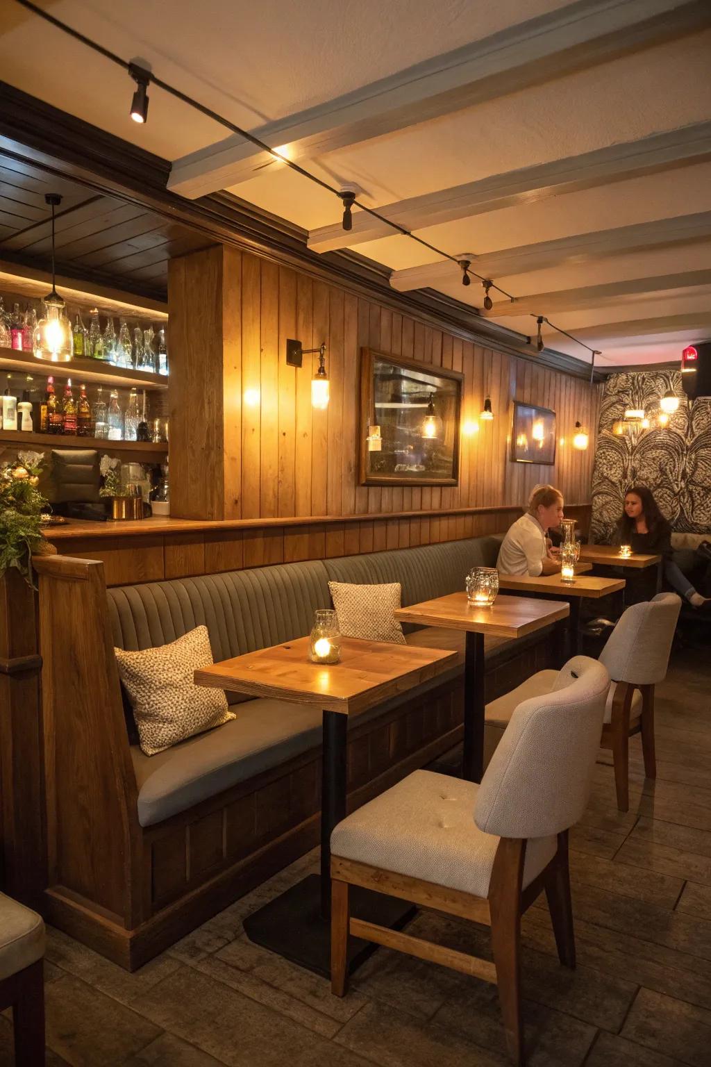 An intimate spot can create the best bar area.