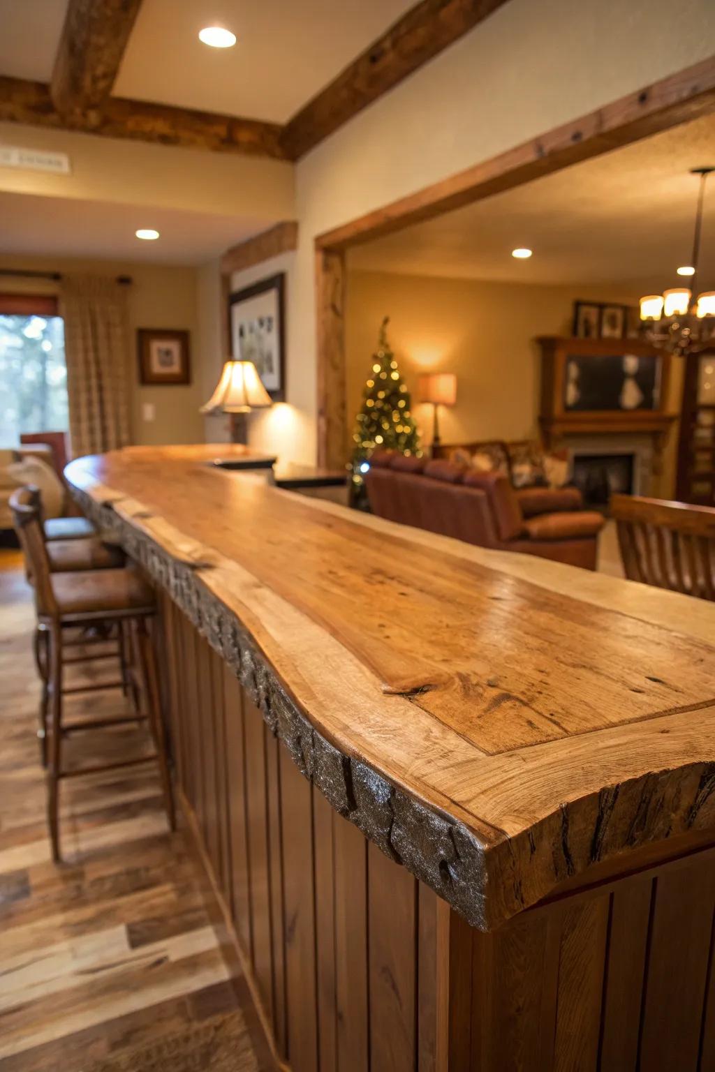Organic-edge lumber brings the beauty of nature indoors.