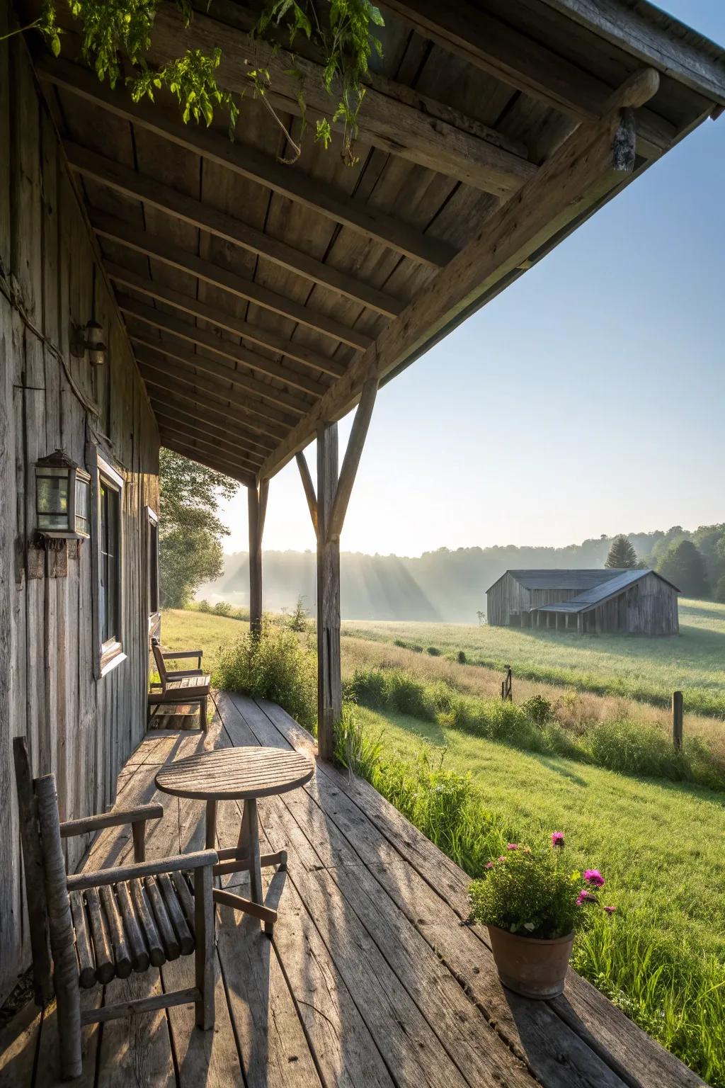 A quaint porch-style overhang ideal for tranquil mornings.