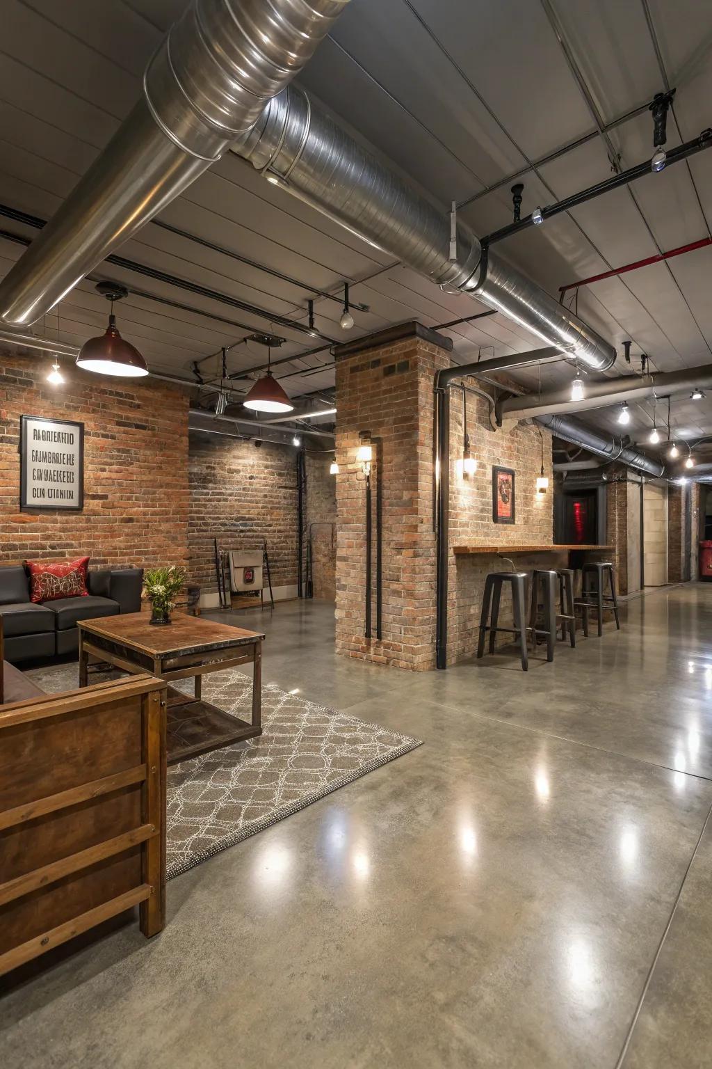 Polished concrete delivers an industrially chic style.