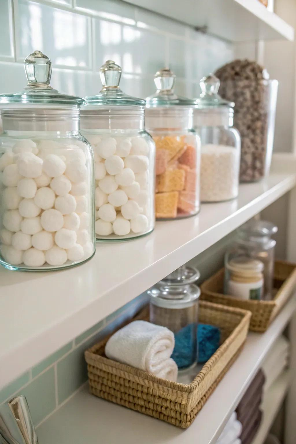 Transparent vessels transform daily items into stylish displays.