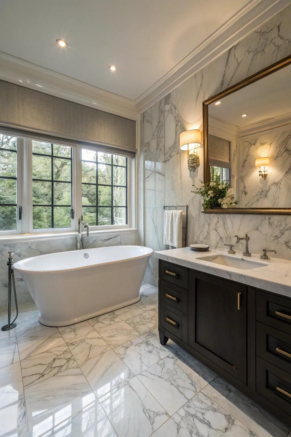 Make a bold statement with an independent soaking tub that promises luxury and relaxation.