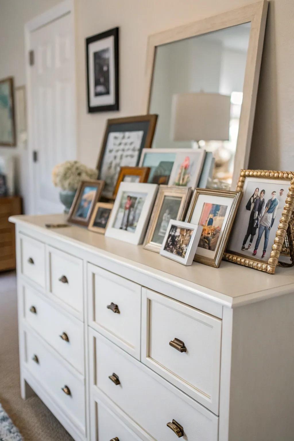 Artwork and frames make your dresser uniquely you.