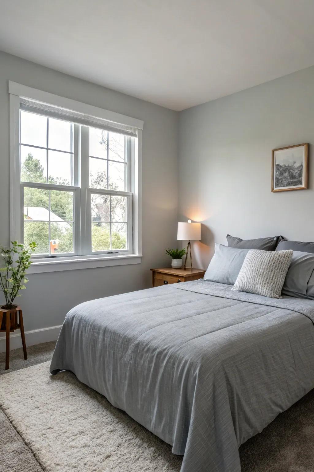 Basic, one-color bedding enhances the unified appearance of the area.