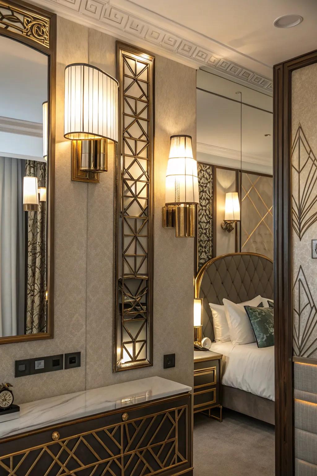 Art Deco lights introduce retro charm to any bedroom.
