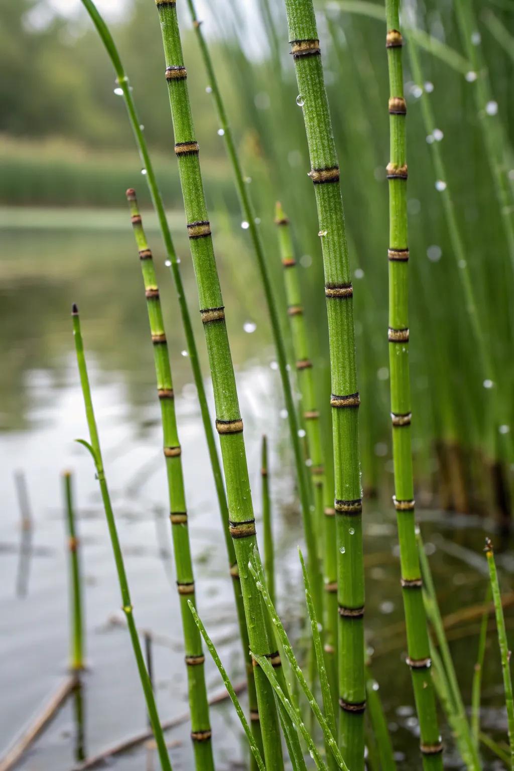 Jointed Stalk brings an intriguing architectural dimension to pond environments.