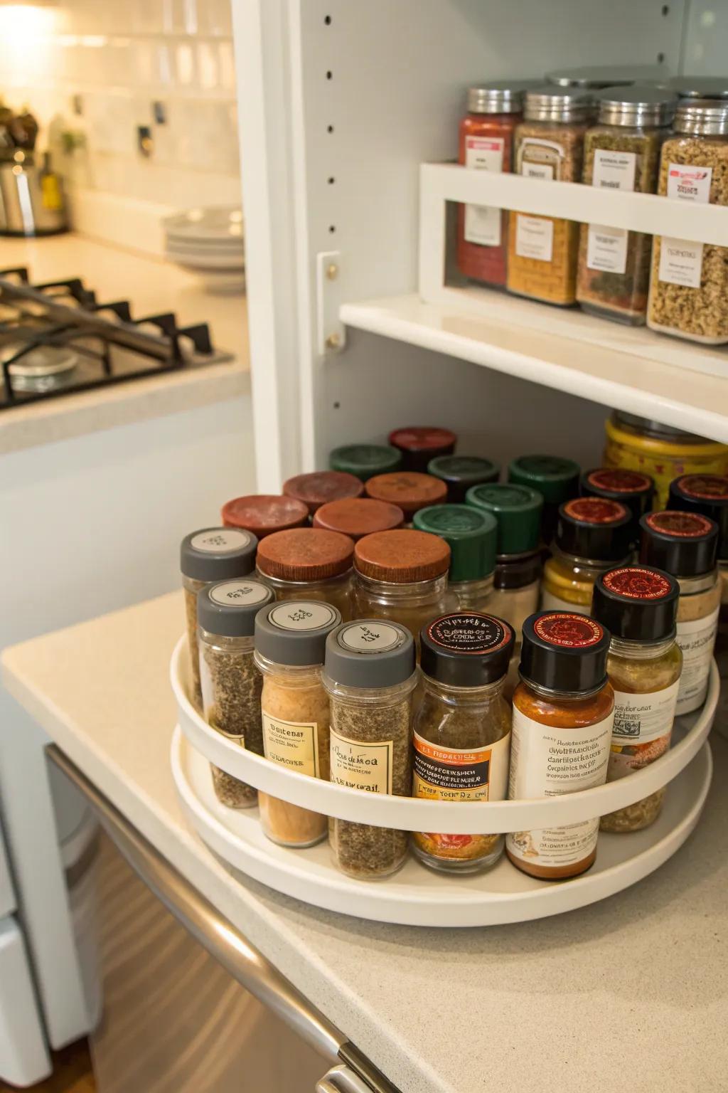 A Spinning Platform keeps your spices in easy reach.
