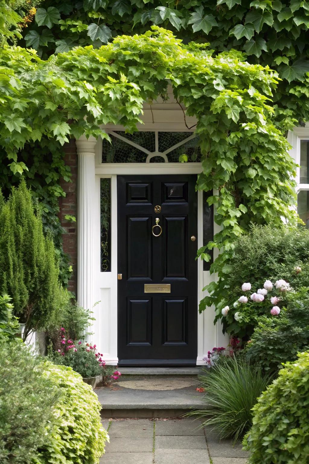 Vertical lites on a black door bring elegance and natural light into the home.