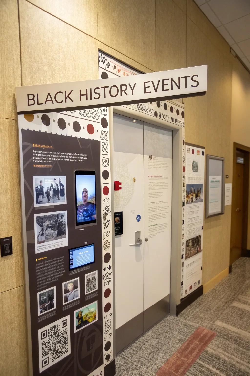 An interactive schedule door celebrating crucial moments in Black history.