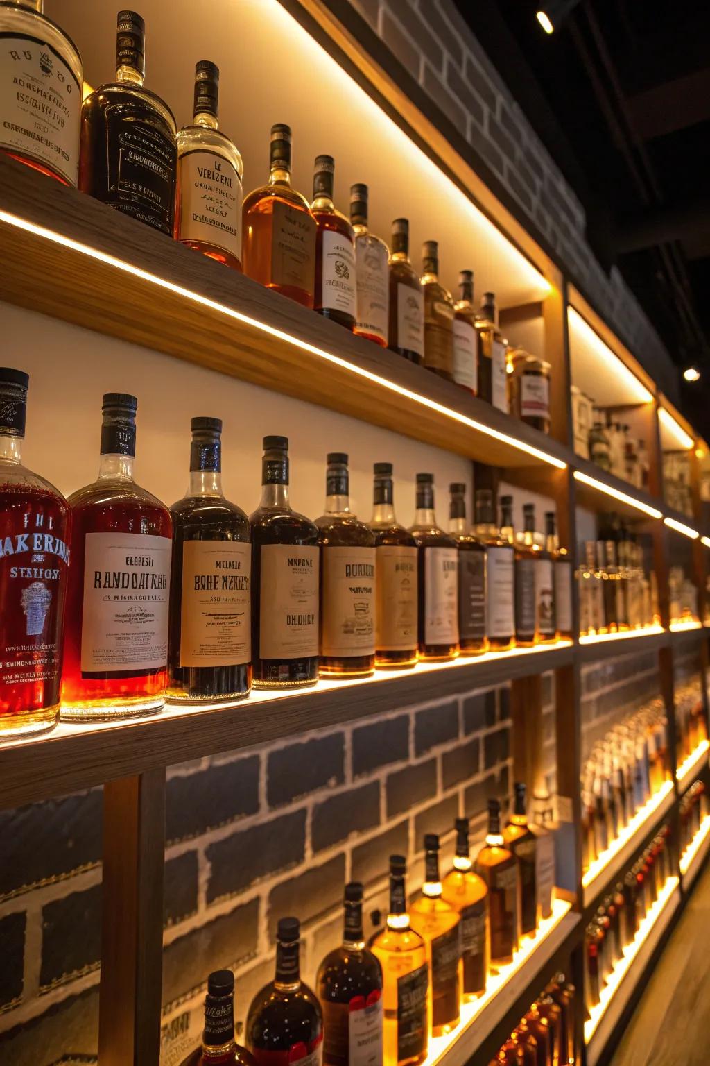 Backlighting amplifies the visual allure of your nectar assortment.