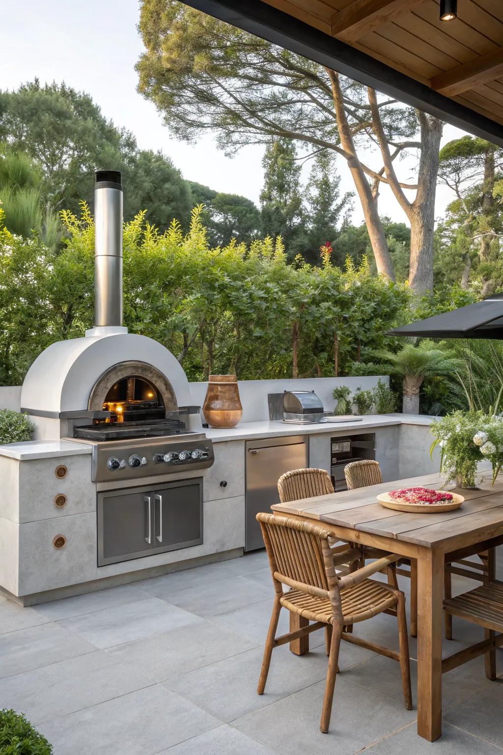 A built-in pizza oven enriches your BBQ arrangement.
