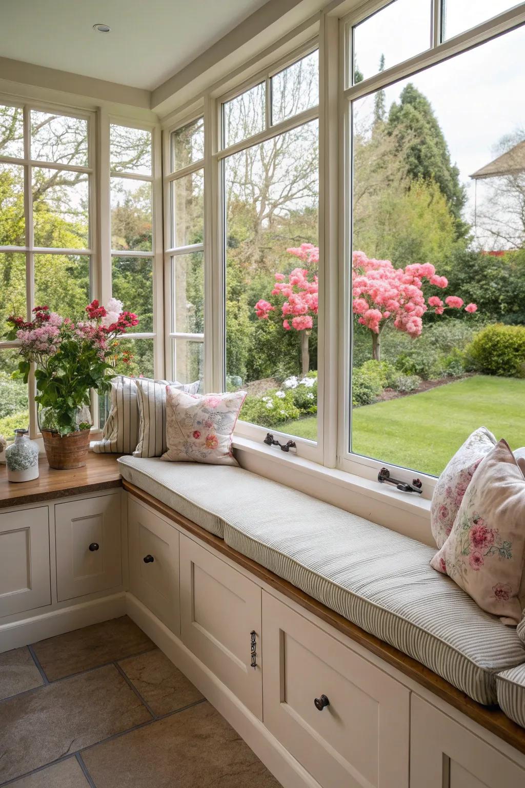 Indulge in sunlight with a cleverly positioned bench.