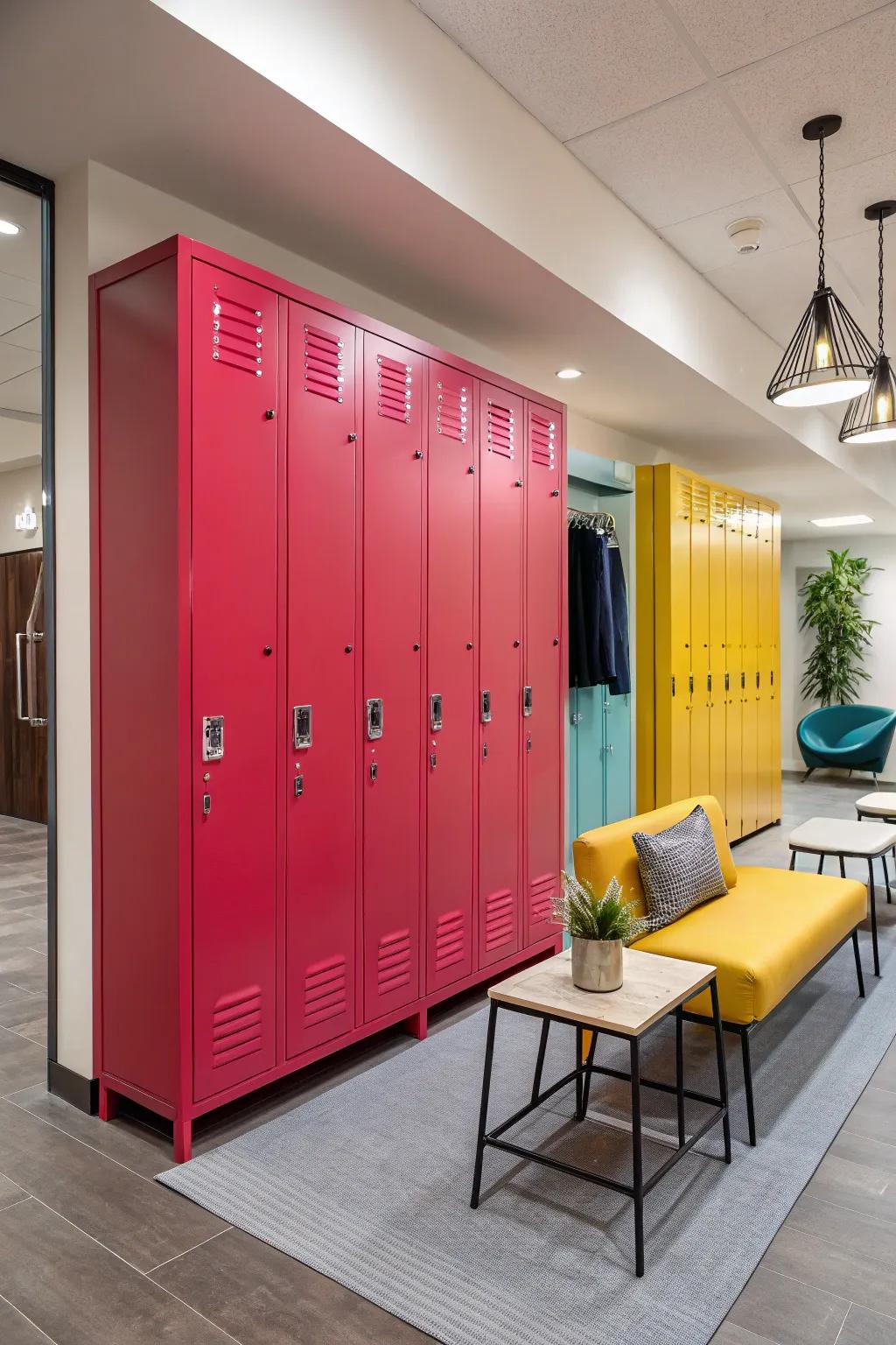 Vibrant colors revive integrated storage units.