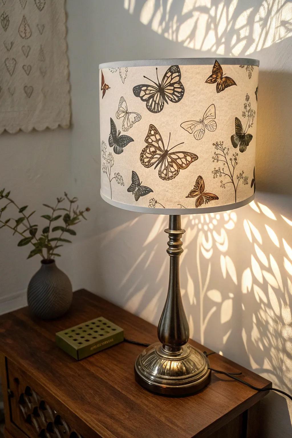 Butterfly light fixtures create captivating shadows.