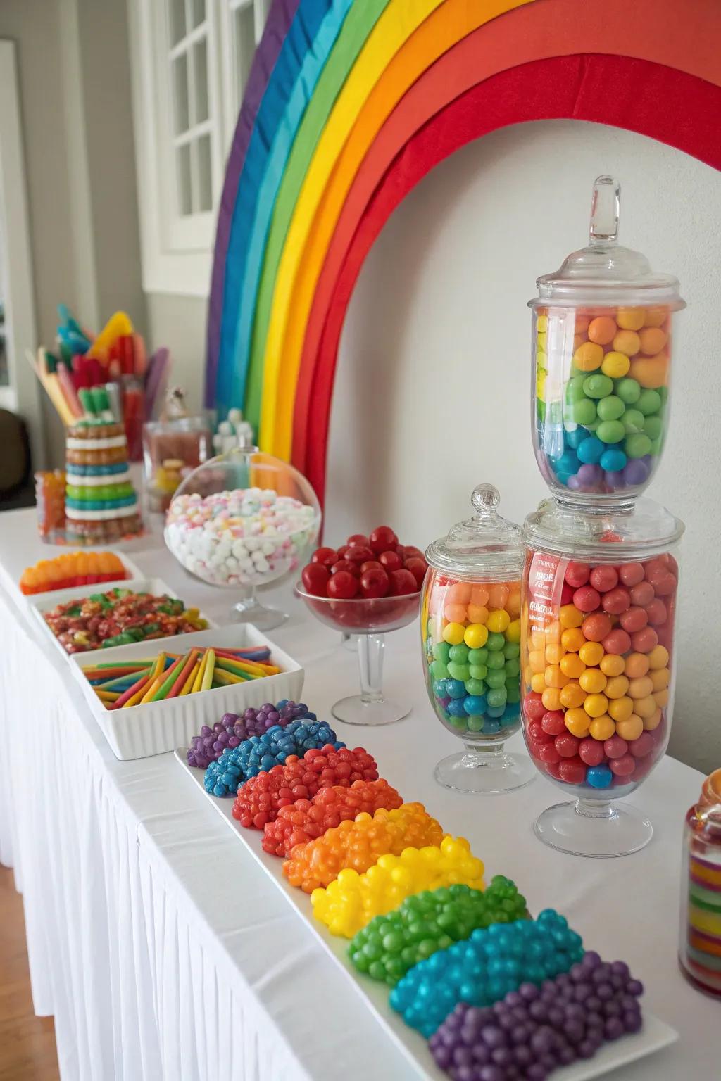 Basic colors such as spectrum themes simplify candy selection and reduce costs.