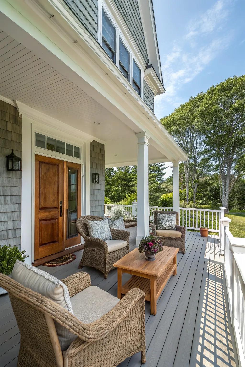 Continuous veranda with welcoming seating designs