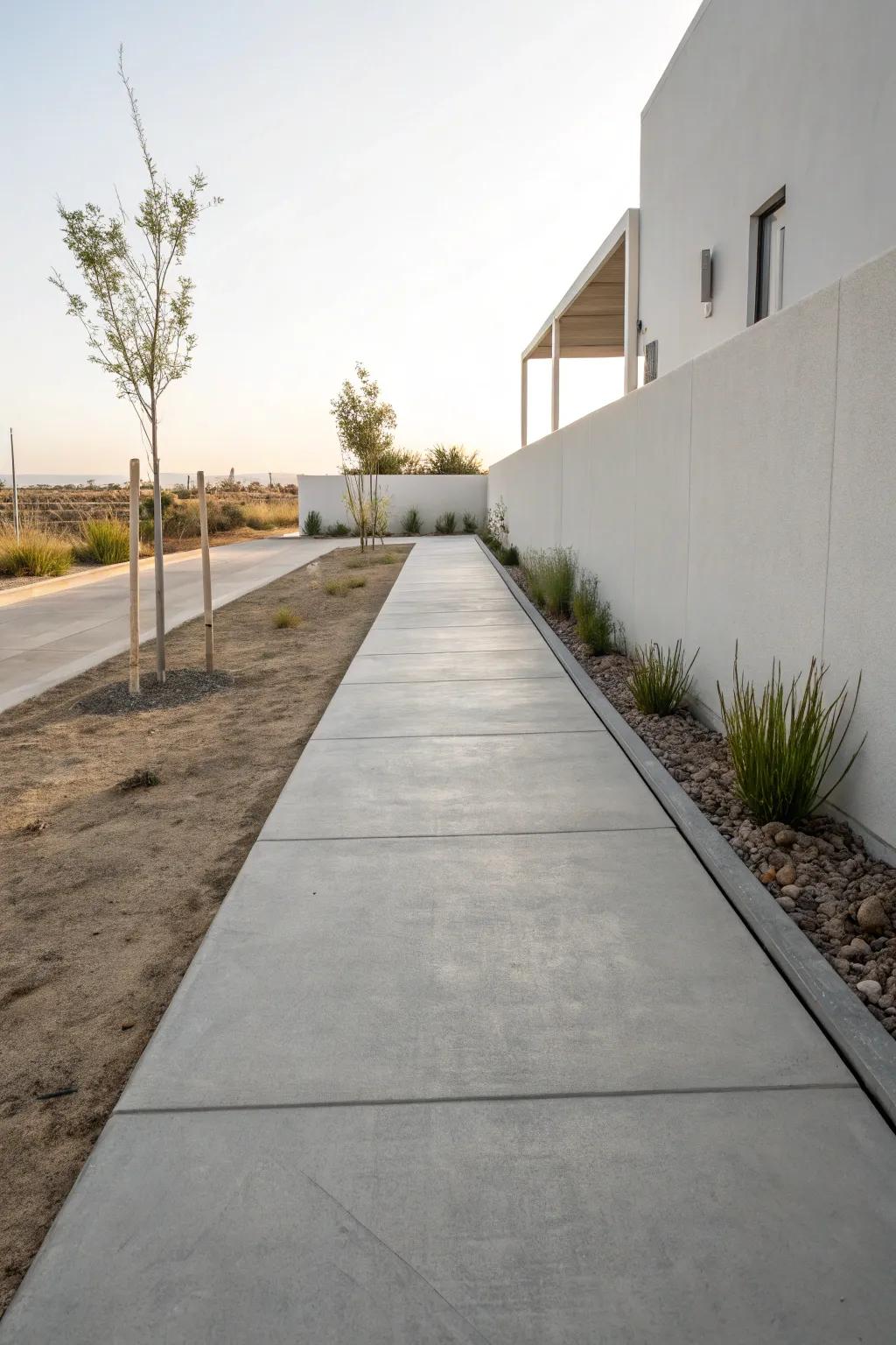 Minimalist stone tile walkway radiating elegance and simplicity.