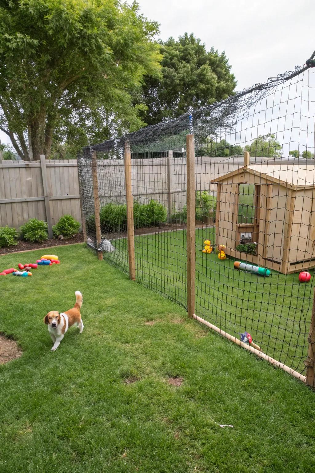 Avian netting is perfect for tinier dogs needing a secure space.