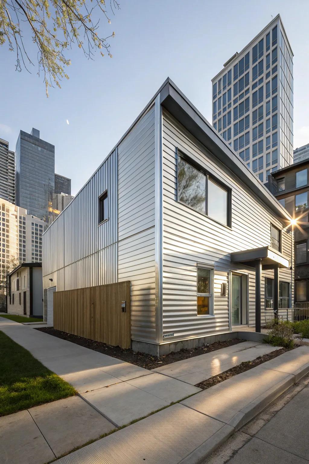 Aluminum siding offers a sleek and modern home exterior.