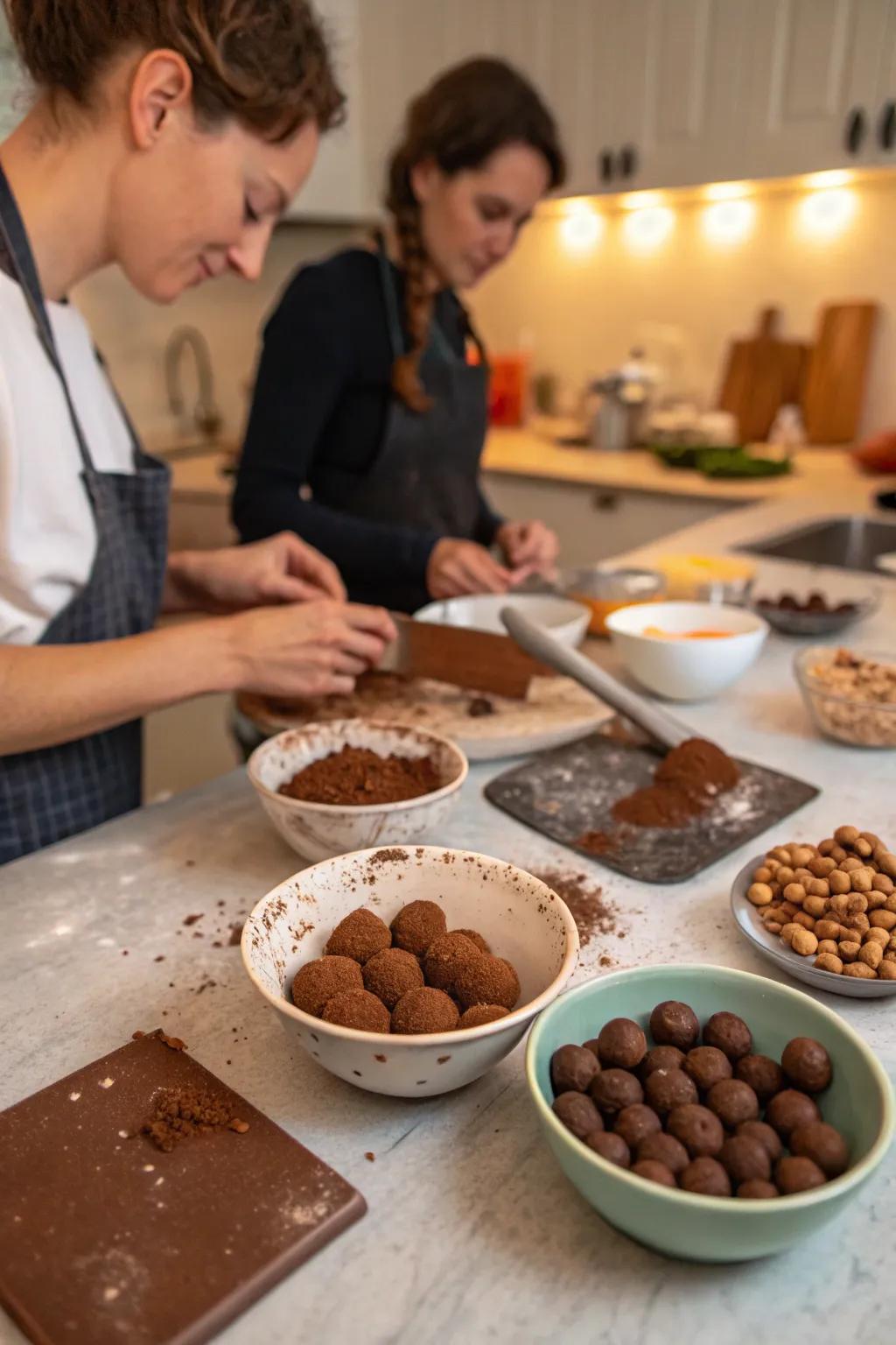 A vibrant and captivating layout for creating homemade chocolate balls.