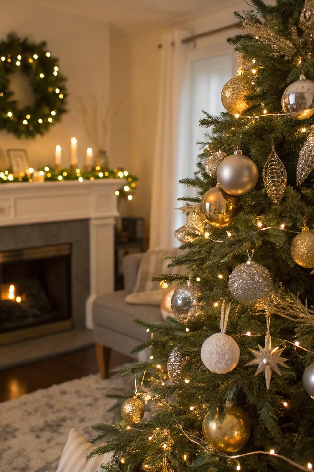 Metallic embellishments add a hint of sophistication and sparkle to your holiday decor.