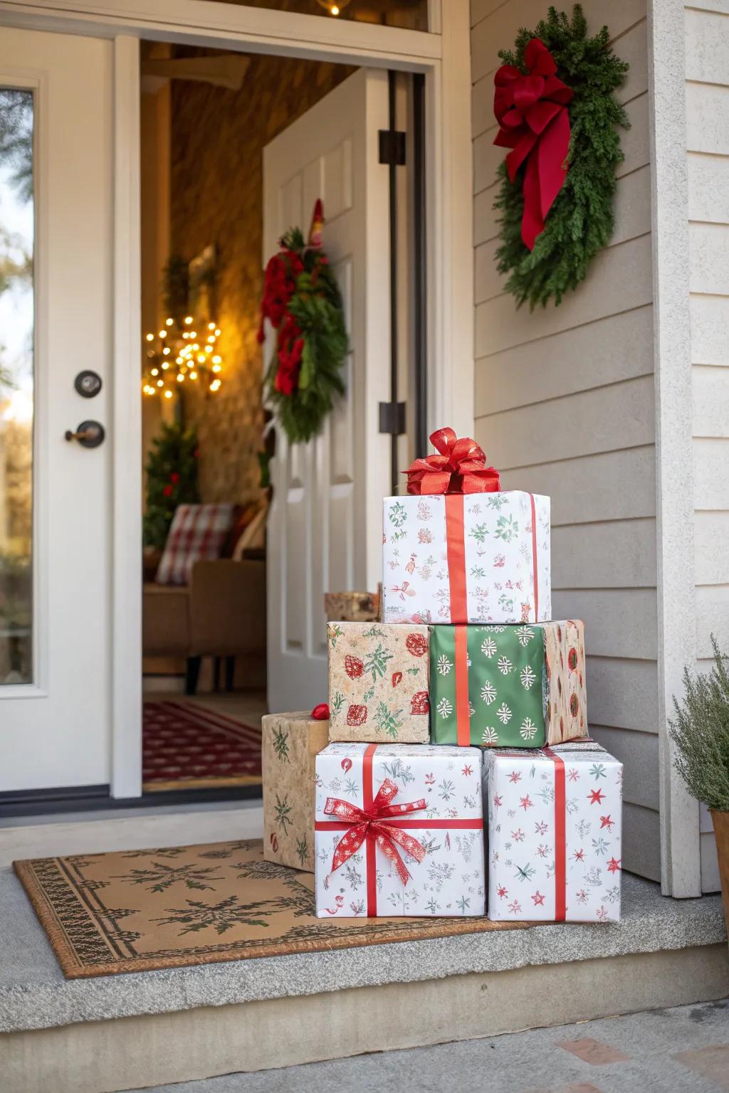Cheerful gift containers fashion a lively greeting.