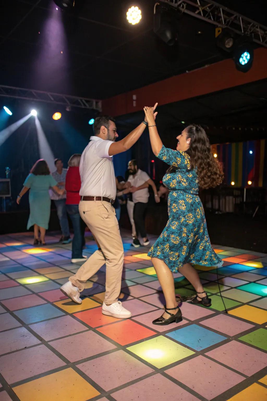 An energetic salsa rhythmic zone maintains the Cinco de Mayo party lively.