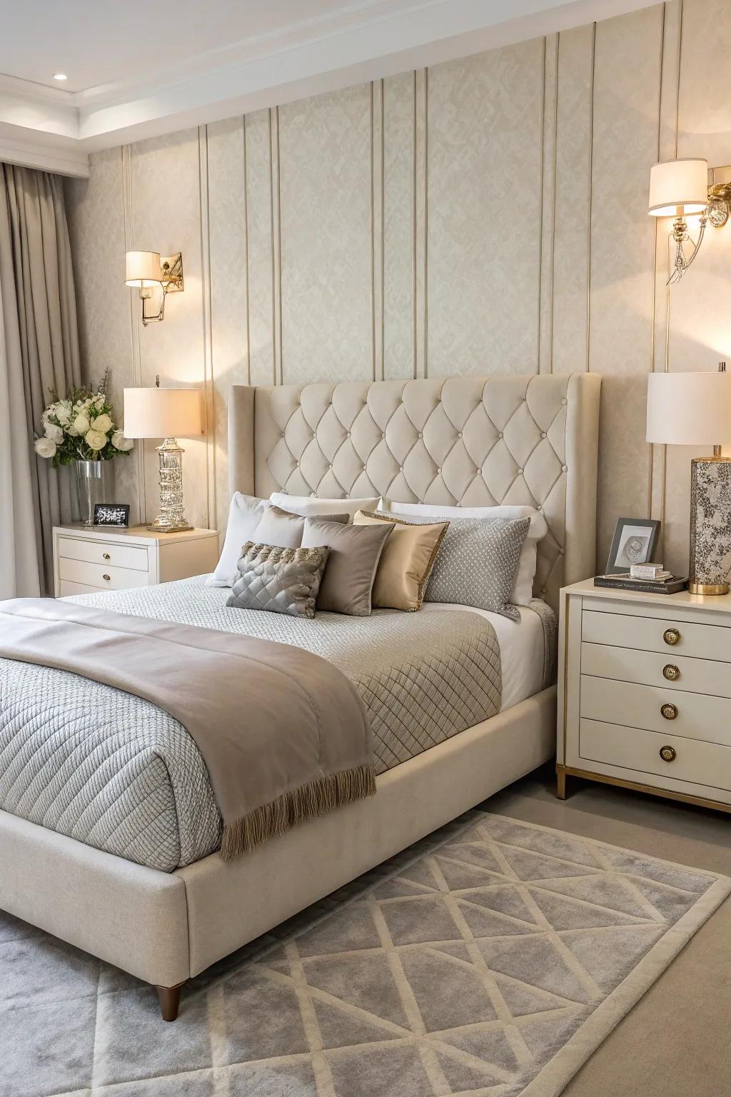 Streamlined and stylish furniture for a unified bedroom design.