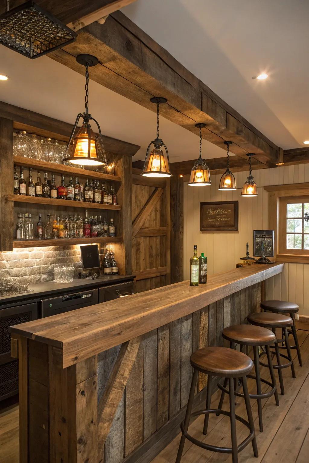 With a rustic-themed bar, feel right at home.