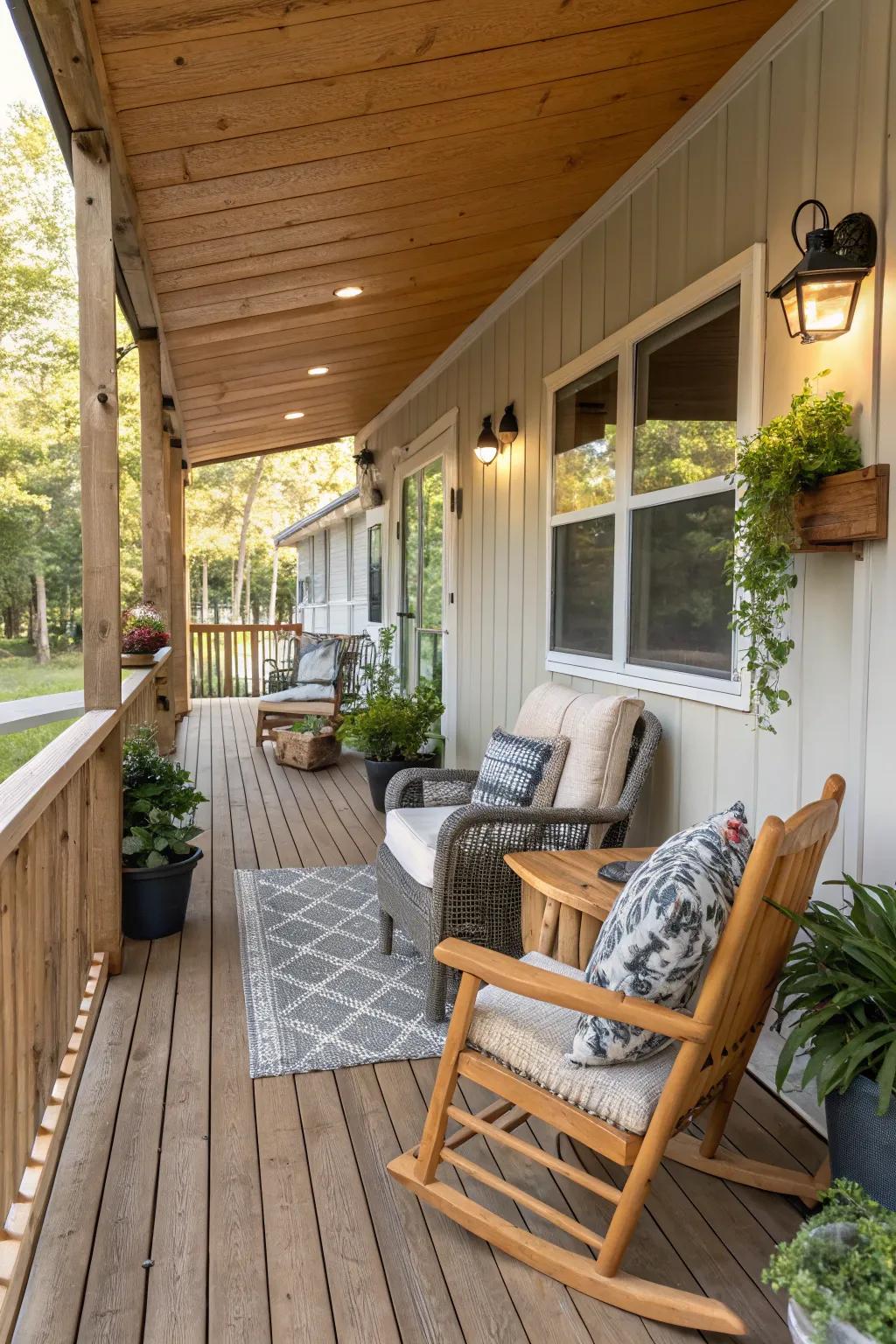 Timber decking offers a warm and welcoming base for your porch.