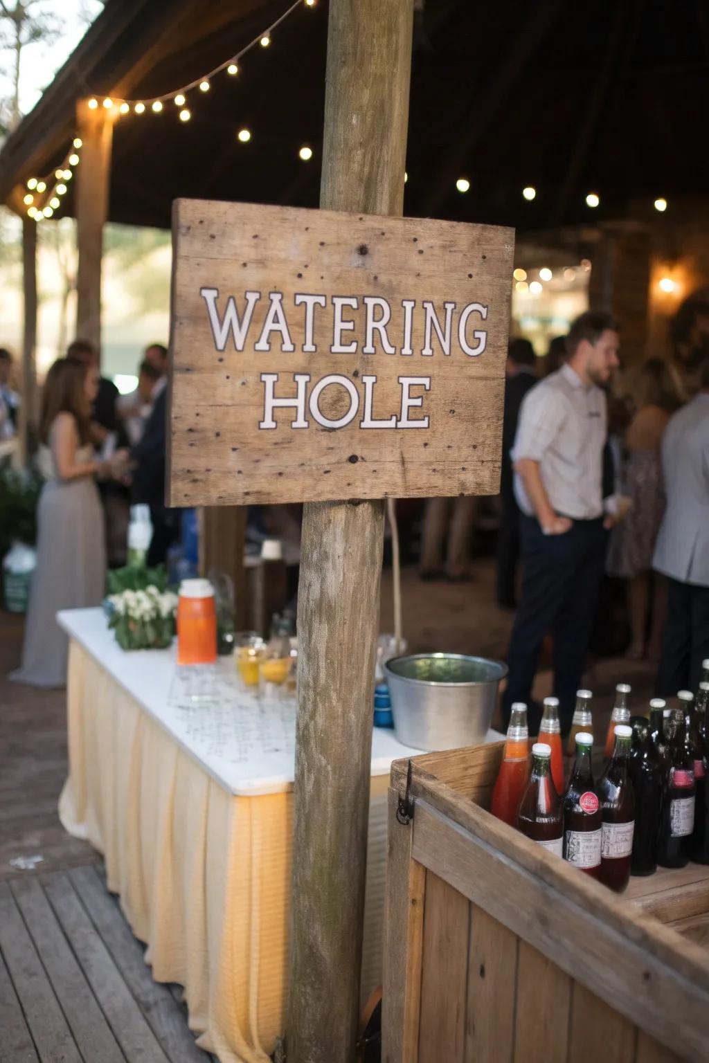 Wild west themed signs infuse persona and direct attendees to all the exciting spots.