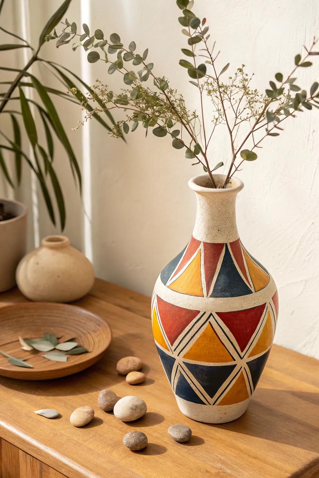 Intensify your area with a remarkable, handcrafted vessel that merges striking colors with minimalist elegance.