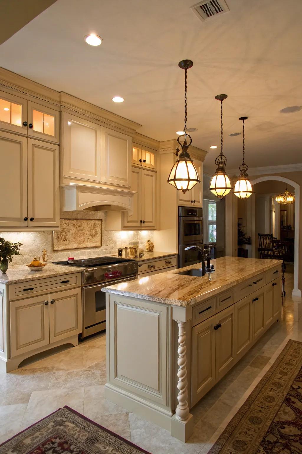 Inviting illumination engenders a cozy atmosphere.