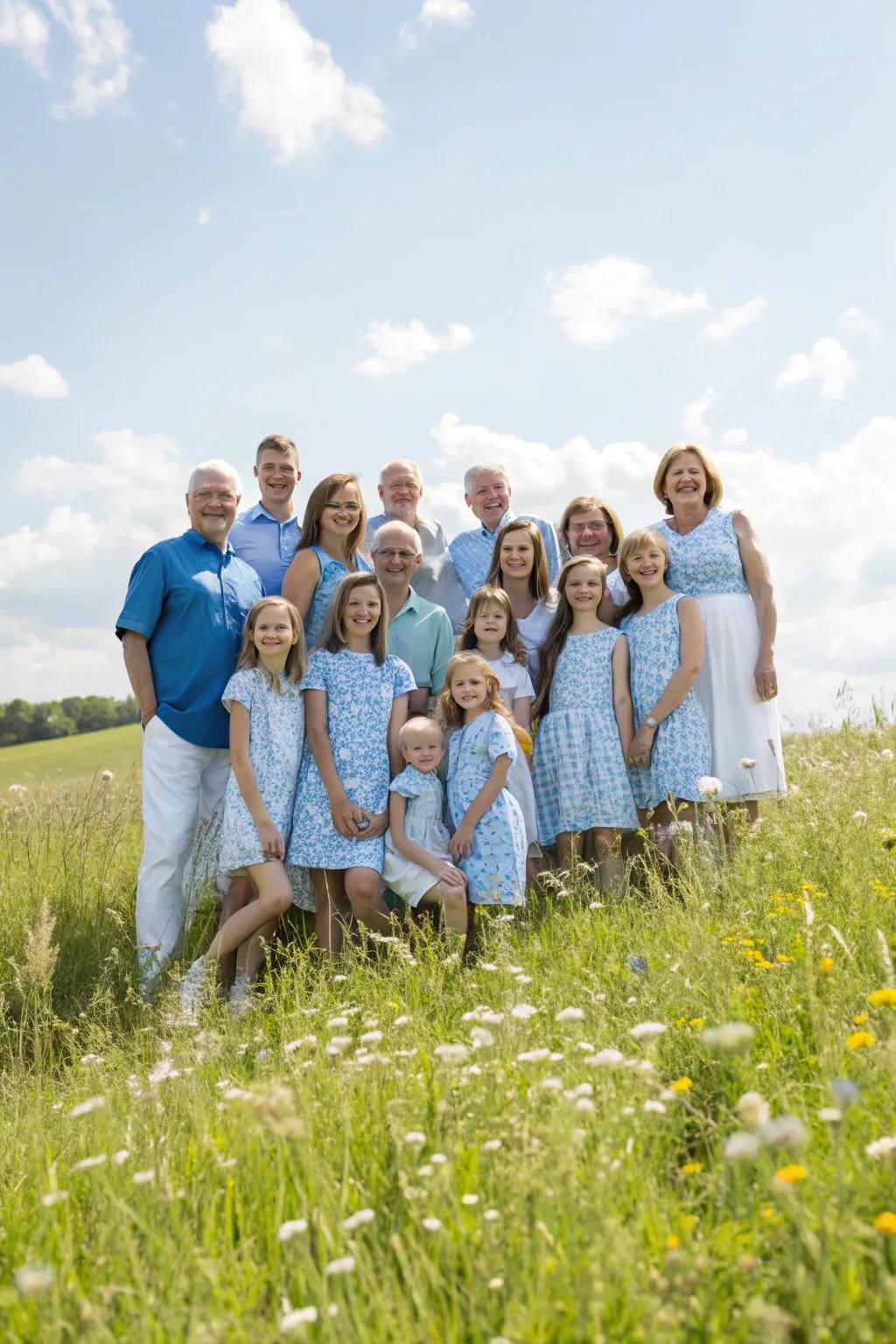 Color coordination can transform a family photograph into a captivating visual enjoyment.