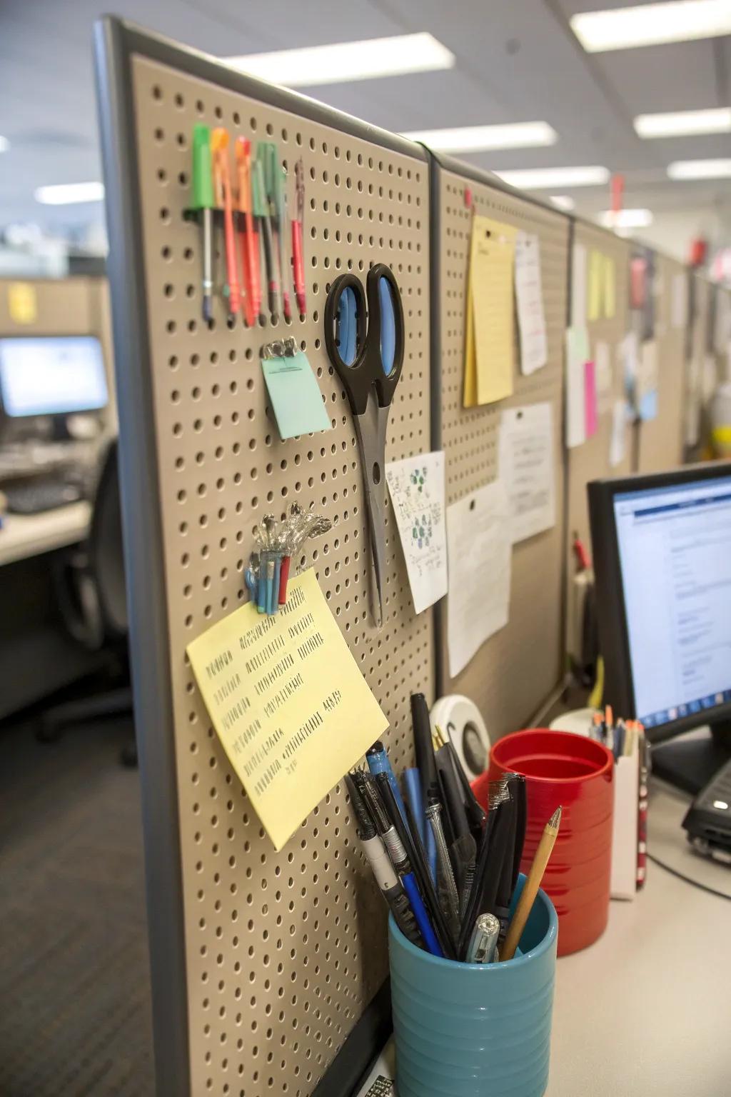Stay organized with a versatile pegboard setup.