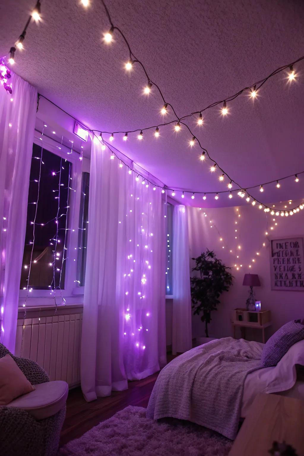 Sparkling lights adding a touch of enchantment to the room.