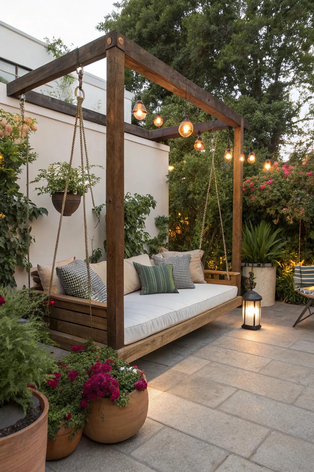 An outdoor daybed bringing a luxurious touch to patio settings.
