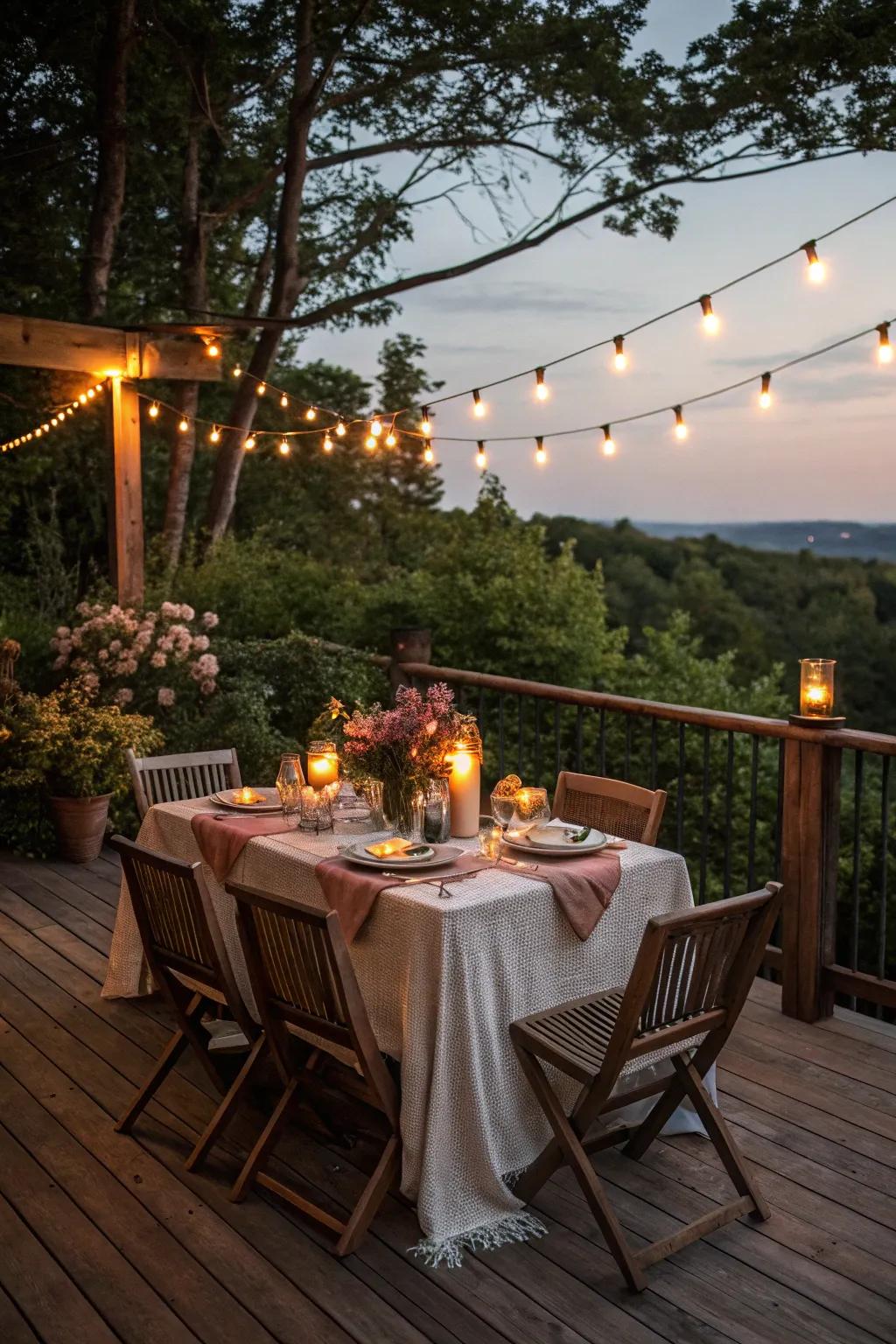 An enticing setup for open-air dining right on your deck.